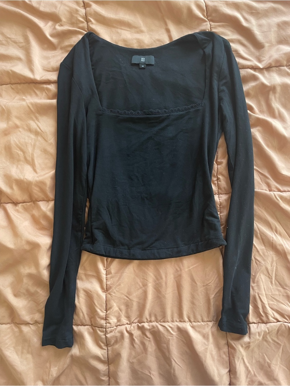 Black Women's Long-Sleeve Square Neck Top